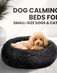 Relaxd Donut Shaped Calming Dog Bed (Black, 60cm)
