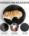Relaxd Donut Shaped Calming Dog Bed (Black, 60cm)
