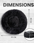 Relaxd Donut Shaped Calming Dog Bed (Black, 60cm)
