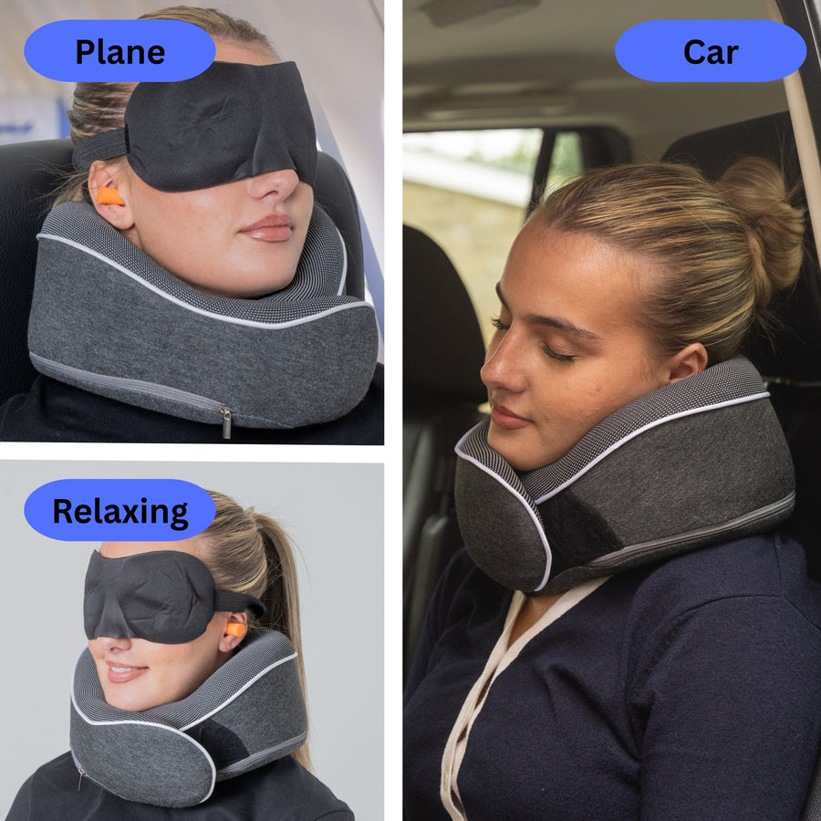 Relaxd Memory Foam Travel Pillow (Dark Grey)