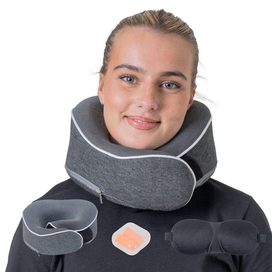 Relaxd Memory Foam Travel Pillow (Dark Grey)