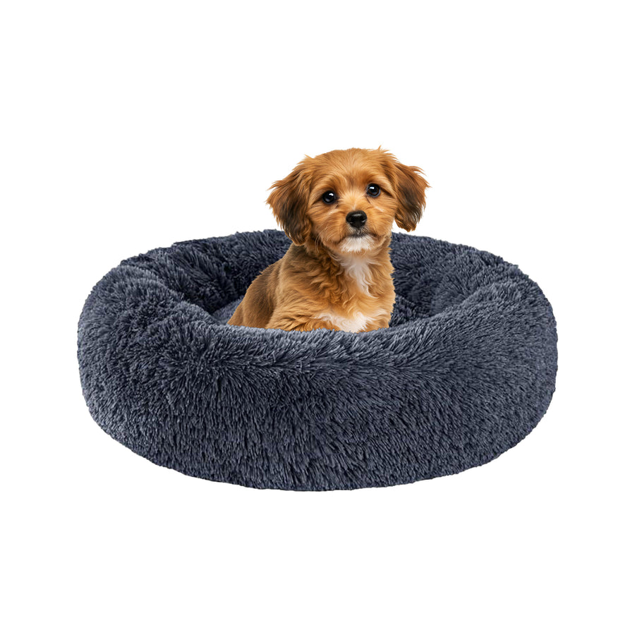 Relaxd Donut Shaped Calming Dog Bed (Dark Grey, 60cm)
