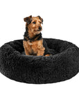 Relaxd Donut Shaped Calming Dog Bed (Black, 70cm)