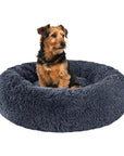 Relaxd Donut Shaped Calming Dog Bed (Dark Grey, 70cm)