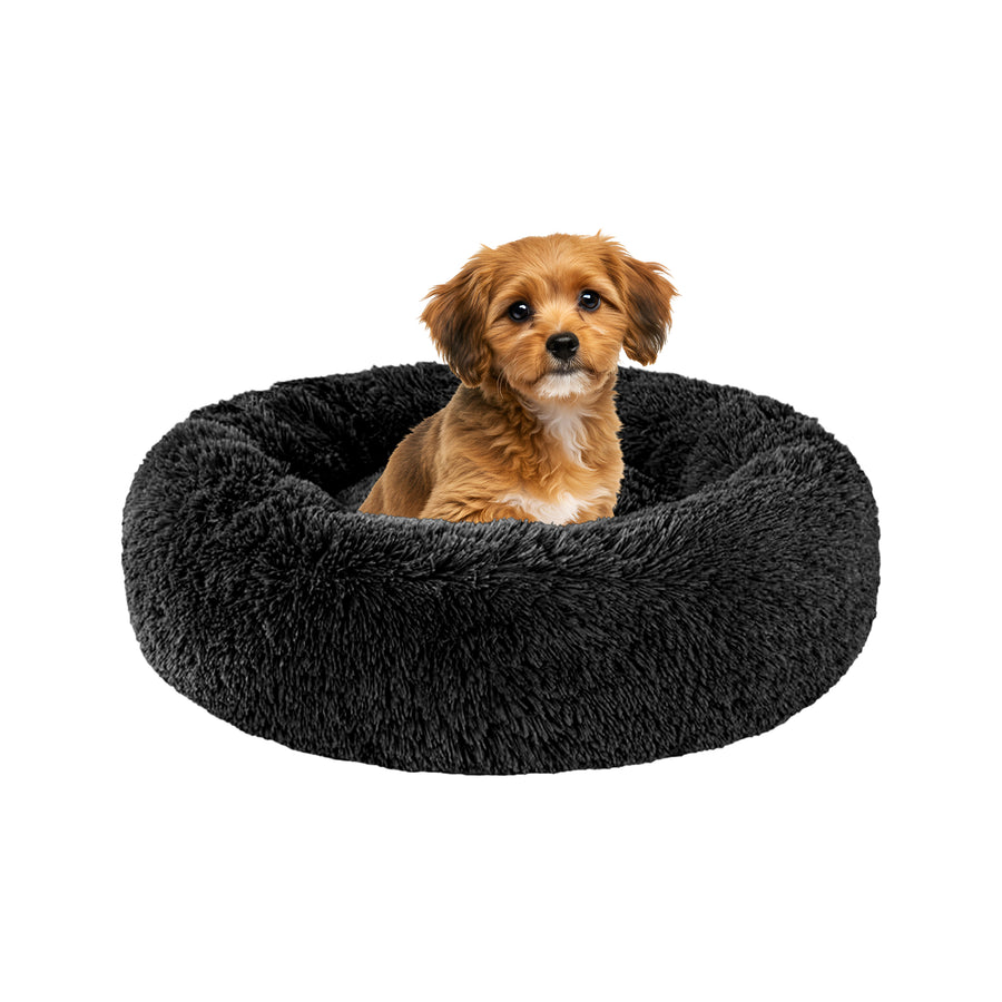 Relaxd Donut Shaped Calming Dog Bed (Black, 60cm)