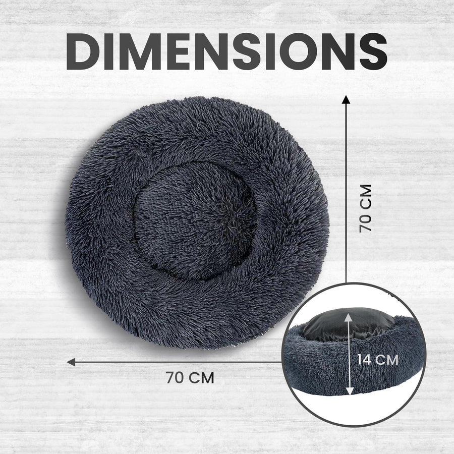 Relaxd Donut Shaped Calming Dog Bed (Dark Grey, 70cm)