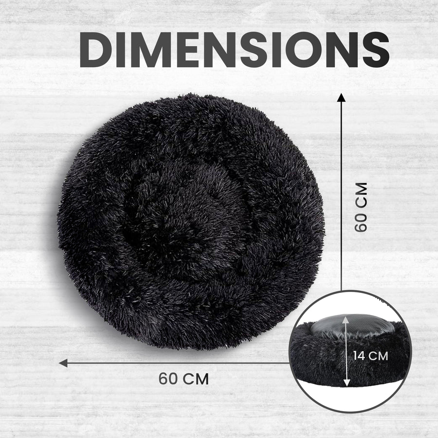 Relaxd Donut Shaped Calming Dog Bed (Black, 60cm)