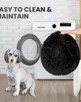 Relaxd Donut Shaped Calming Dog Bed (Black, 70cm)