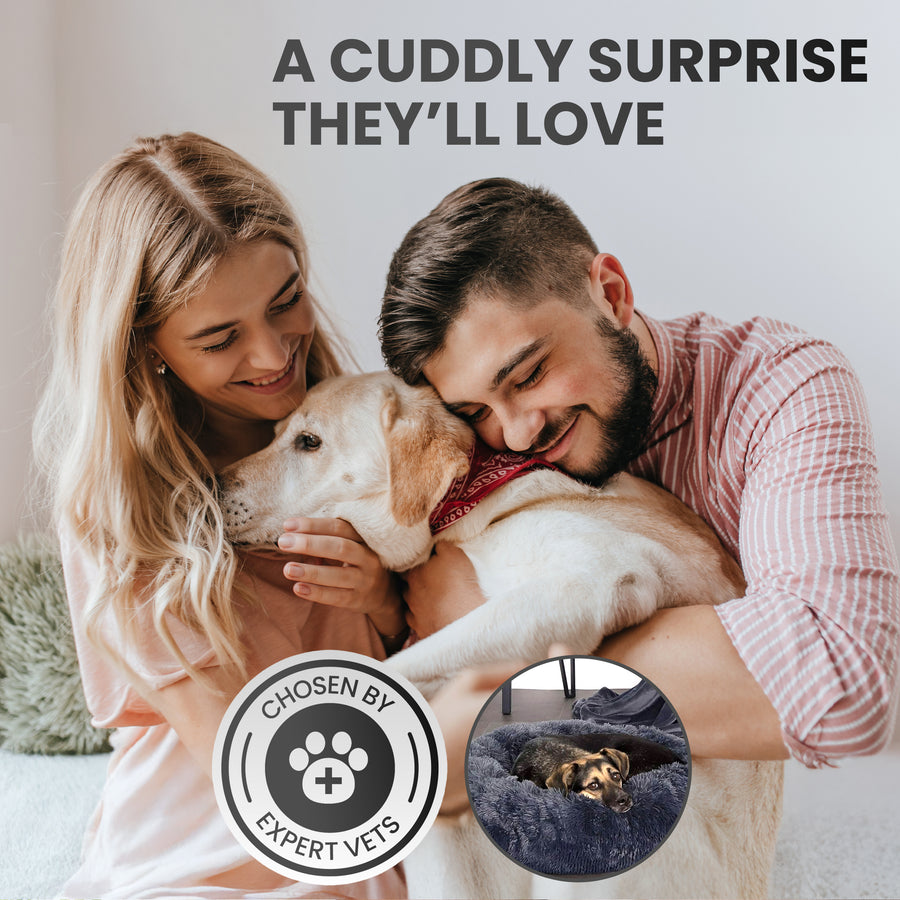 Relaxd Donut Shaped Calming Dog Bed (Dark Grey, 70cm)