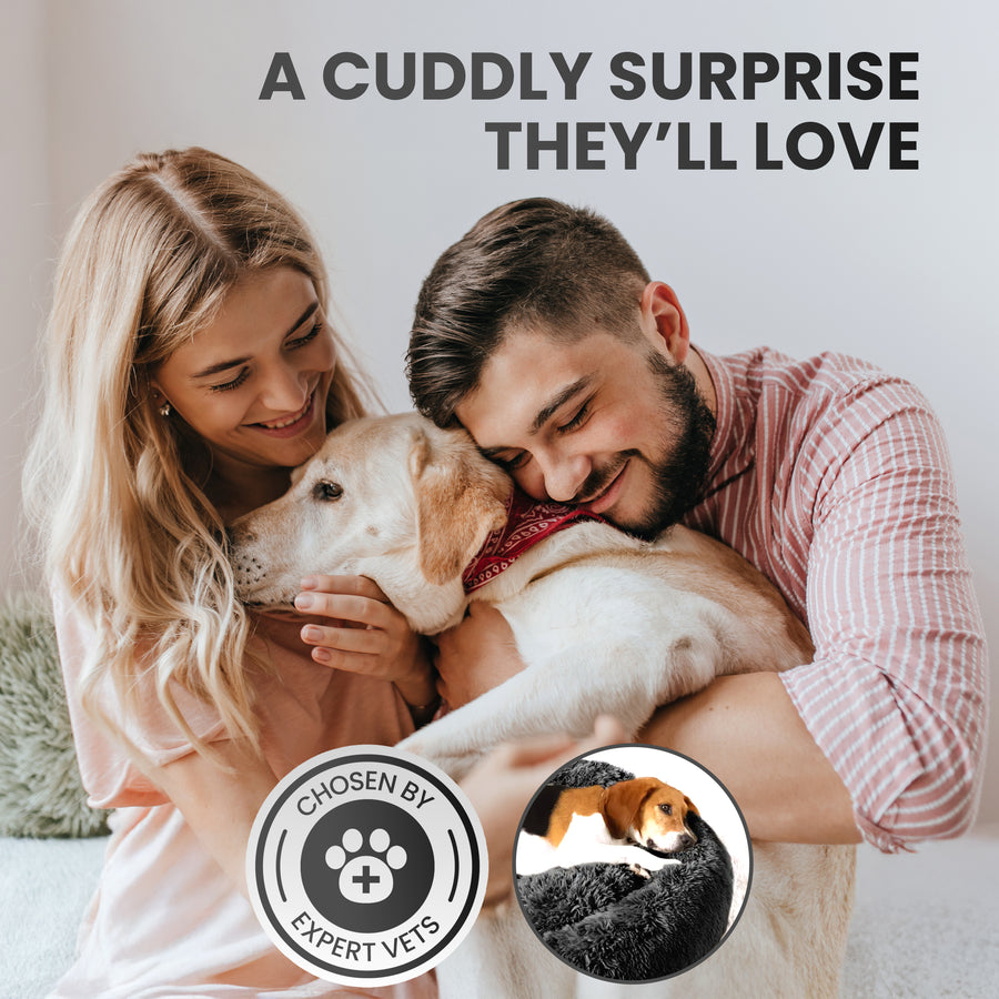 Relaxd Donut Shaped Calming Dog Bed (Black, 70cm)