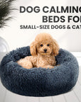 Relaxd Donut Shaped Calming Dog Bed (Dark Grey, 60cm)