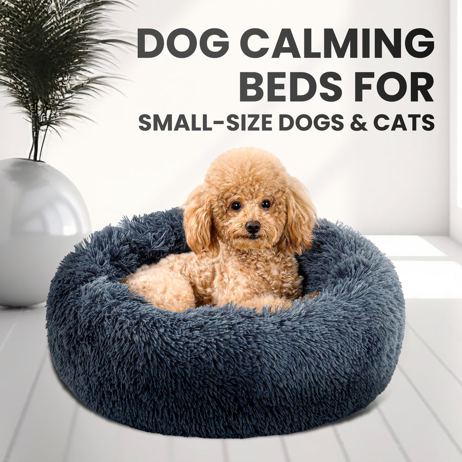 Relaxd Donut Shaped Calming Dog Bed (Dark Grey, 60cm)