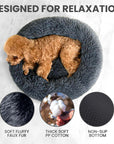 Relaxd Donut Shaped Calming Dog Bed (Dark Grey, 60cm)