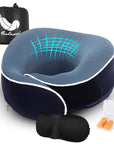 Relaxd Memory Foam Travel Pillow (Navy Blue)