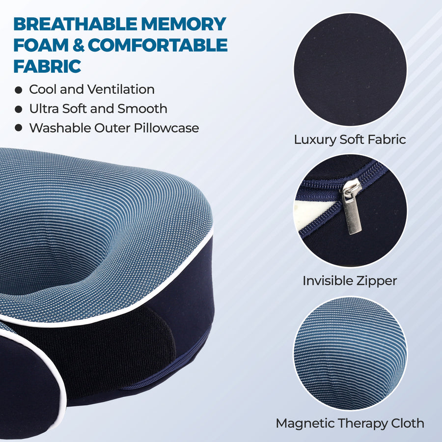 Relaxd Memory Foam Travel Pillow (Navy Blue)