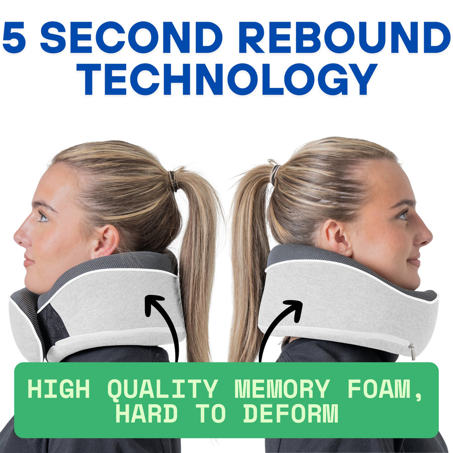 Relaxd Memory Foam Travel Pillow (Light Grey)
