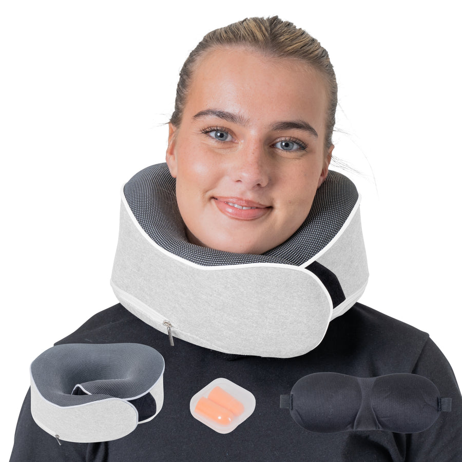 Relaxd Memory Foam Travel Pillow (Light Grey)