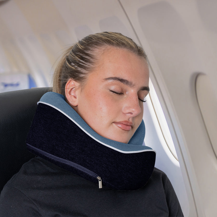 Relaxd Memory Foam Travel Pillow (Navy Blue)
